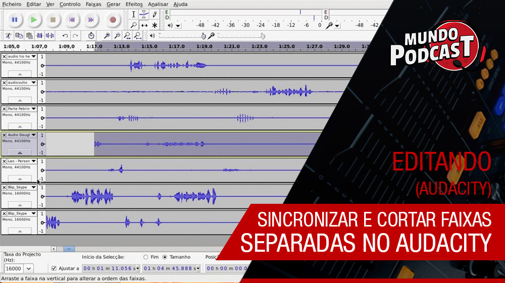 Sincronizar e cortar faixas separadas no Audacity